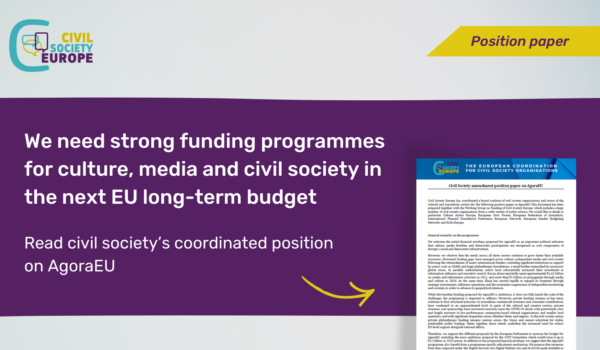 We Need Strong Funding Programmes for Culture, Media and Civil Society in the Next EU Long-term Budget